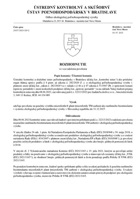ÚKSÚP Listing SK — ekofertile® plant