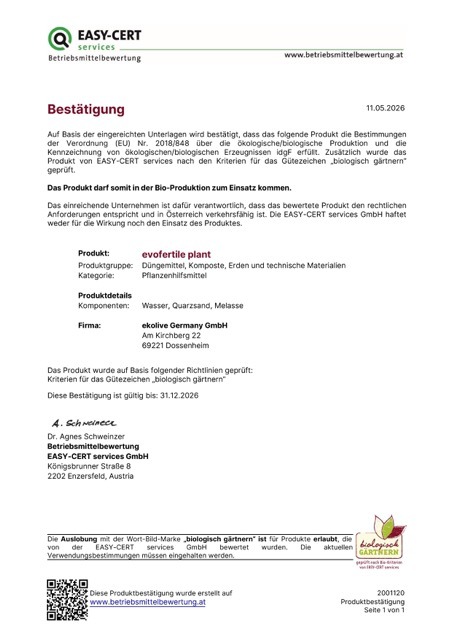 EASY-CERT biologisch gärtnern AT — ekofertile® plant